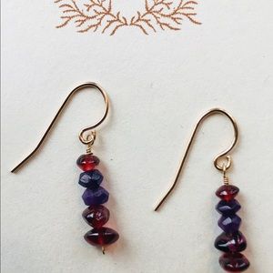 Handmade Garnet Gemstone Gold Earrings